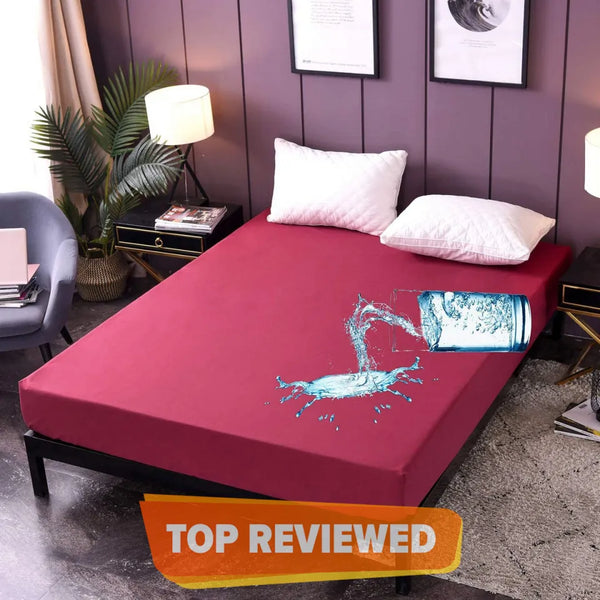 Water proof Double Bed Mattress Cover- Maron
